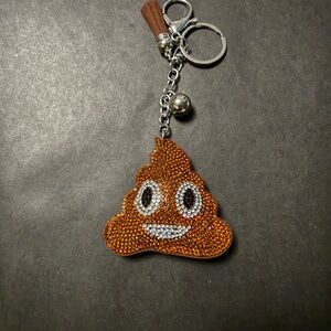 Crystal-Embellished Orange Emoji Key & Bag Charm